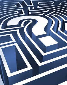 A rendering of a question mark maze